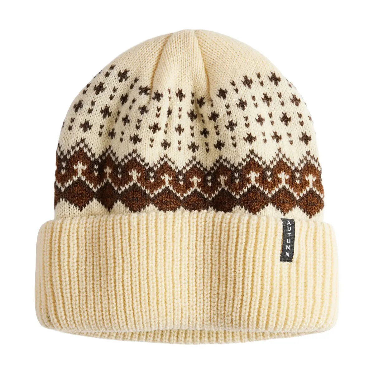 Autumn Fairisle Beanie - Eggshell 1