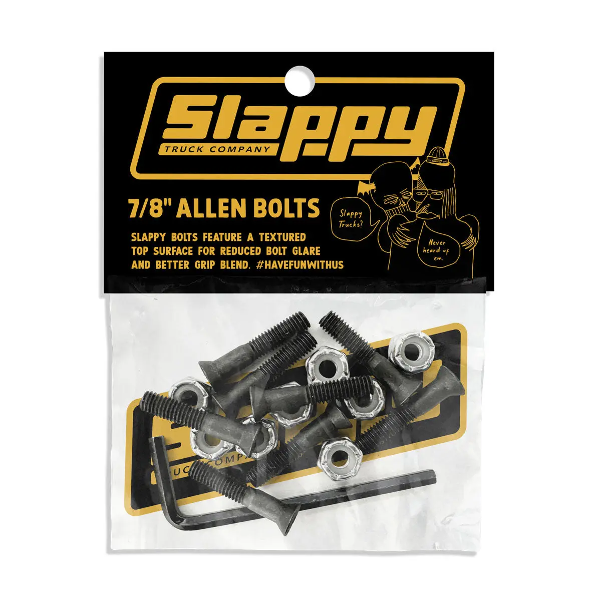Slappy Allen Grip Tip Bolts Hardware - Black - 7/8" 1