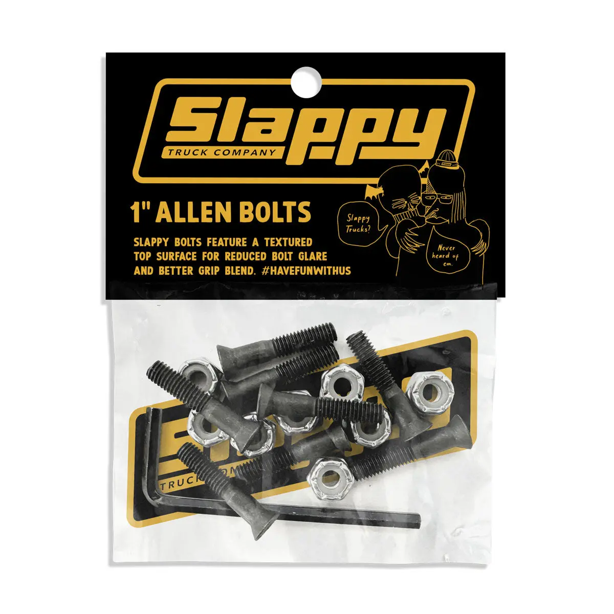 Slappy Allen Grip Tip Bolts Hardware - Black - 1" 1