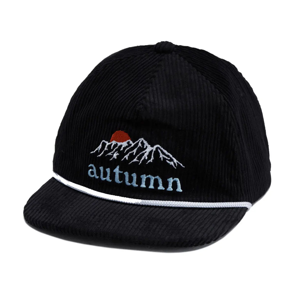 Autumn Cord 5 Panel Mesh Hat - Black 1
