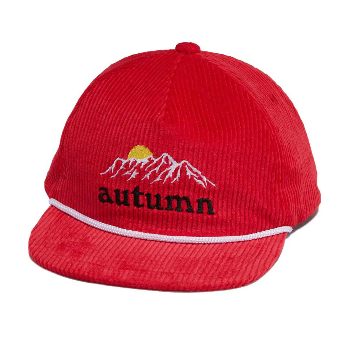 Autumn Cord 5 Panel Mesh Hat - Red 1
