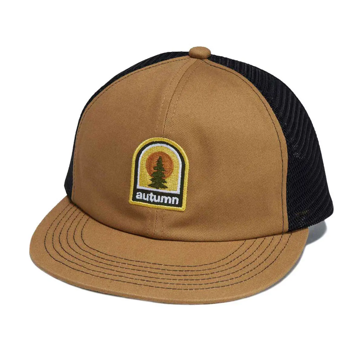 Autumn Twill 6 Panel Trucker Hat - Brown 1