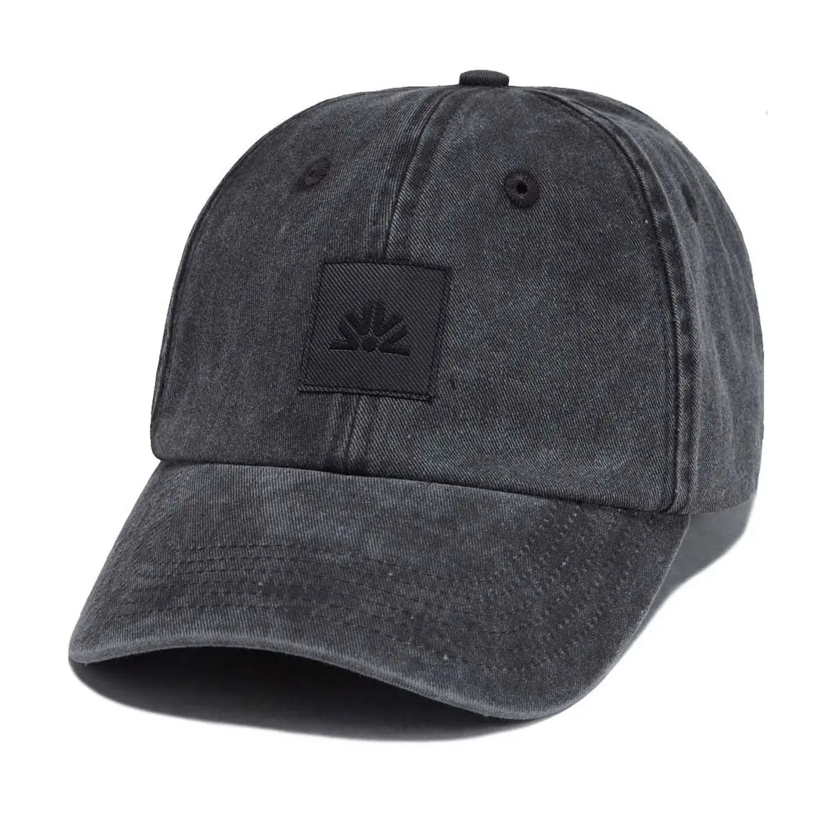 Autumn Washed 6 Panel Strapback Hat - Black 1