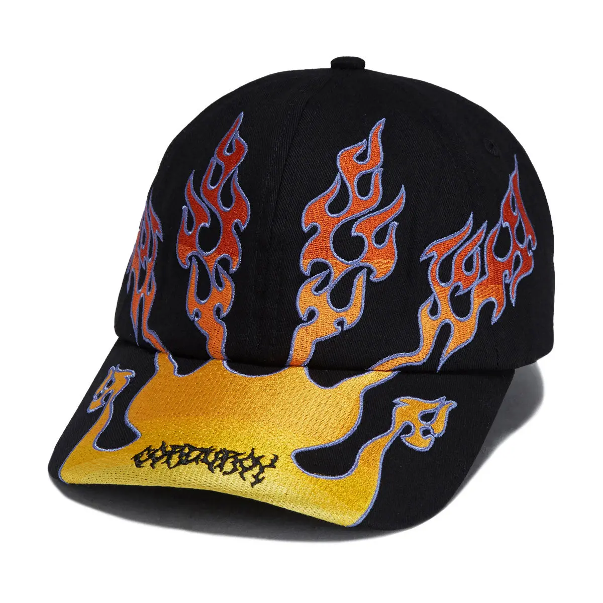 Corduroy Flames Strapback Hat - Black 1