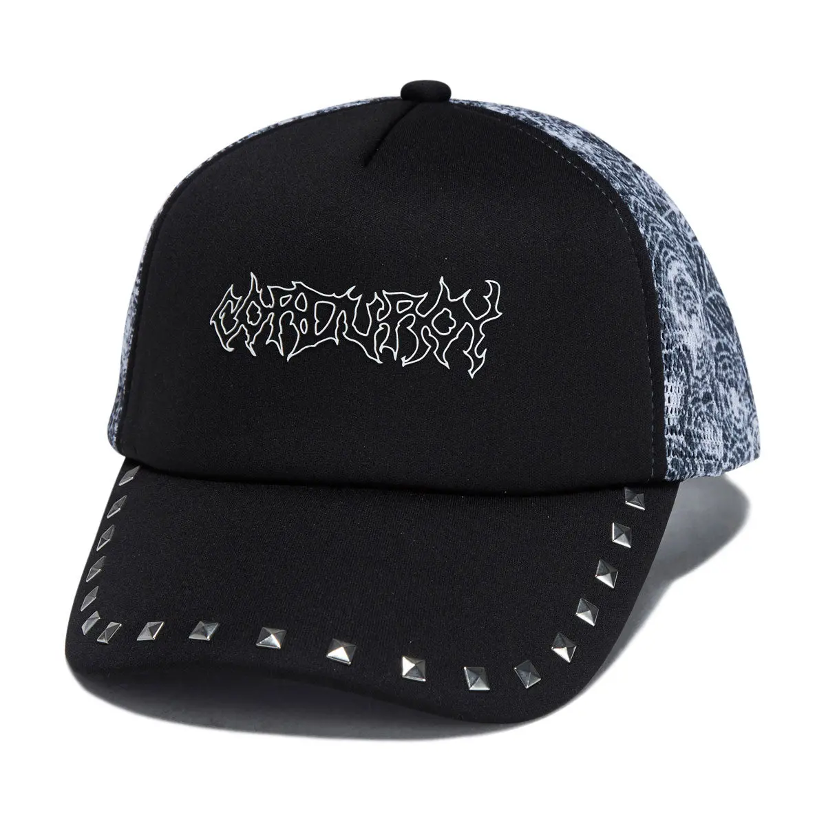 Corduroy Stud Trucker Hat - Black 1