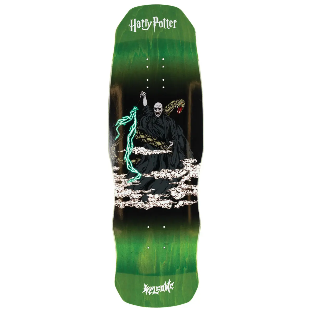 Welcome X Harry Potter Voldemort On A Dark Lord Skateboard Deck - Dark Green Stain - 9.75" 1