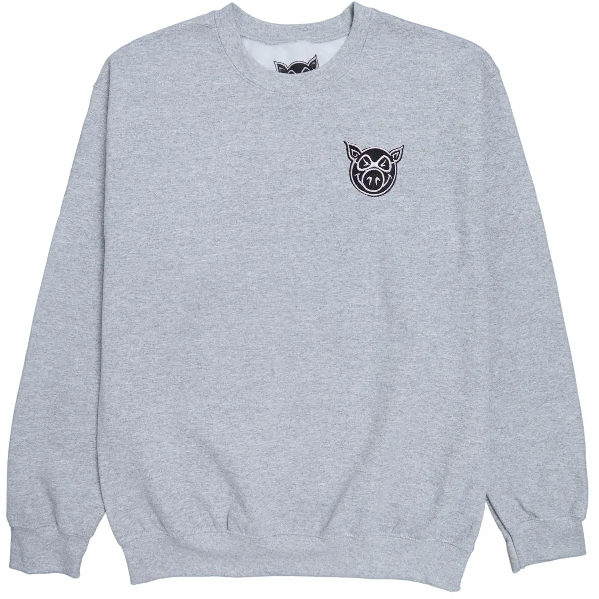 Pig Head Crew Sweatshirt - Heather Grey 1