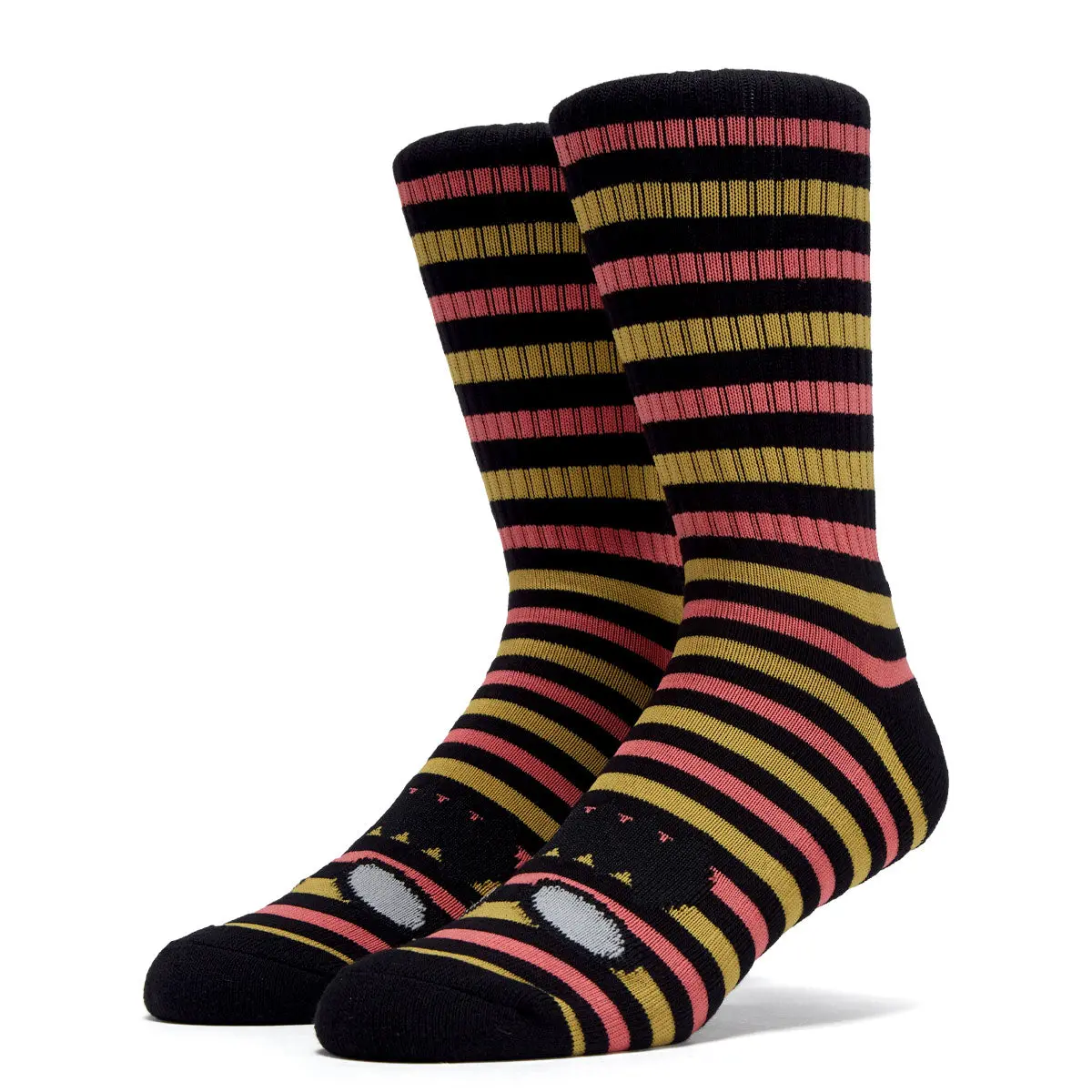 Toy Machine Monster Face Mini Stripes Socks - Black/Mustard 1