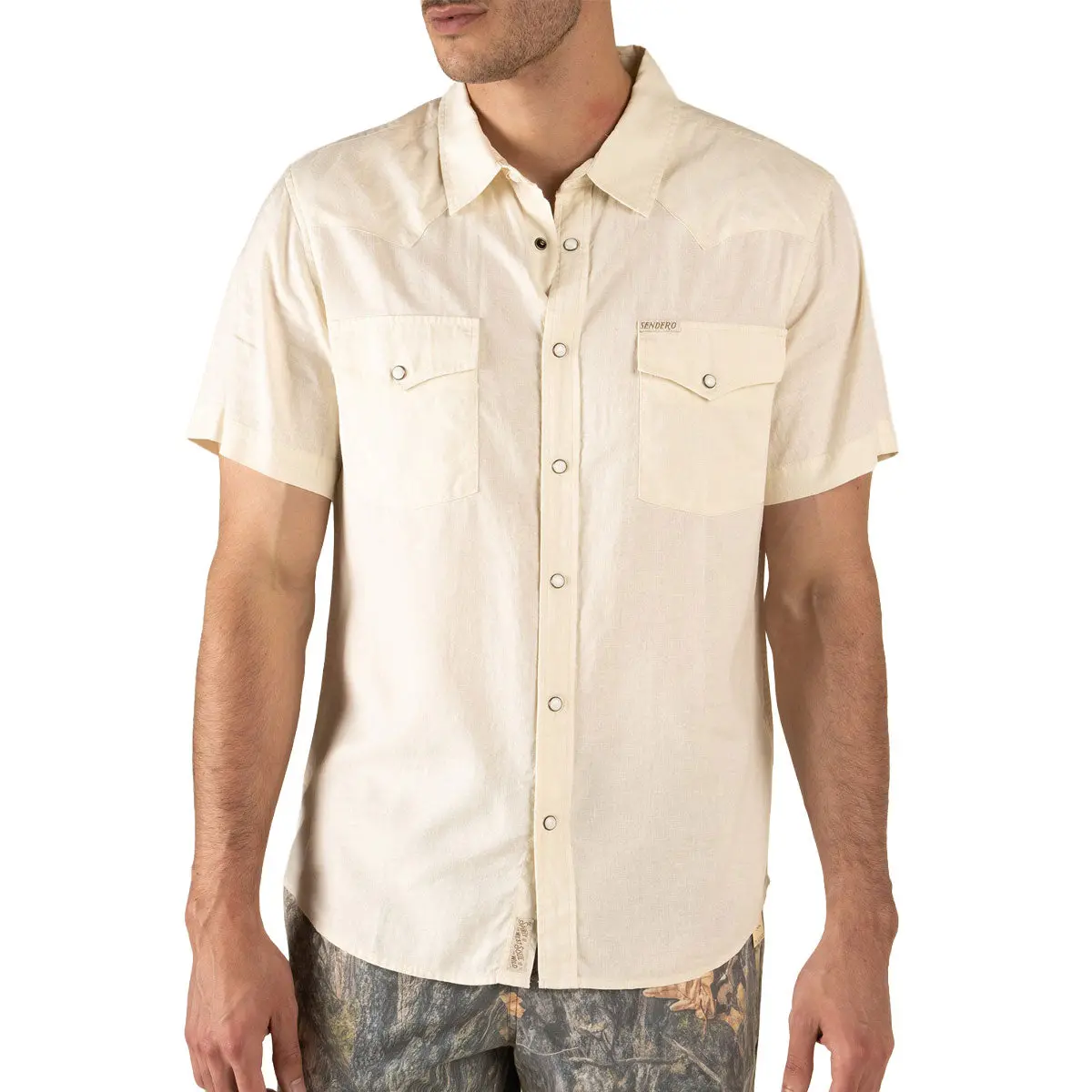 Sendero The Wyatt Pearl Snap Solid Shirt - Antique White 2