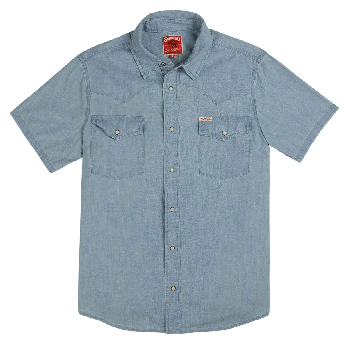 Sendero The Wyatt Pearl Snap Denim Shirt - Washed Indigo Chambray 1