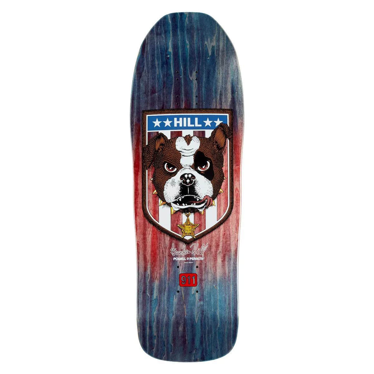 Powell-Peralta Frankie Hill Bull Dog 13 Skateboard Deck - Blue/Red Fade - 10.00" 1