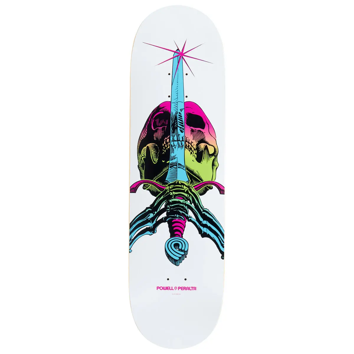 Powell-Peralta Ray Rodriguez Skull & Sword Skateboard Deck - Lime Fade/White - 9.00" 1
