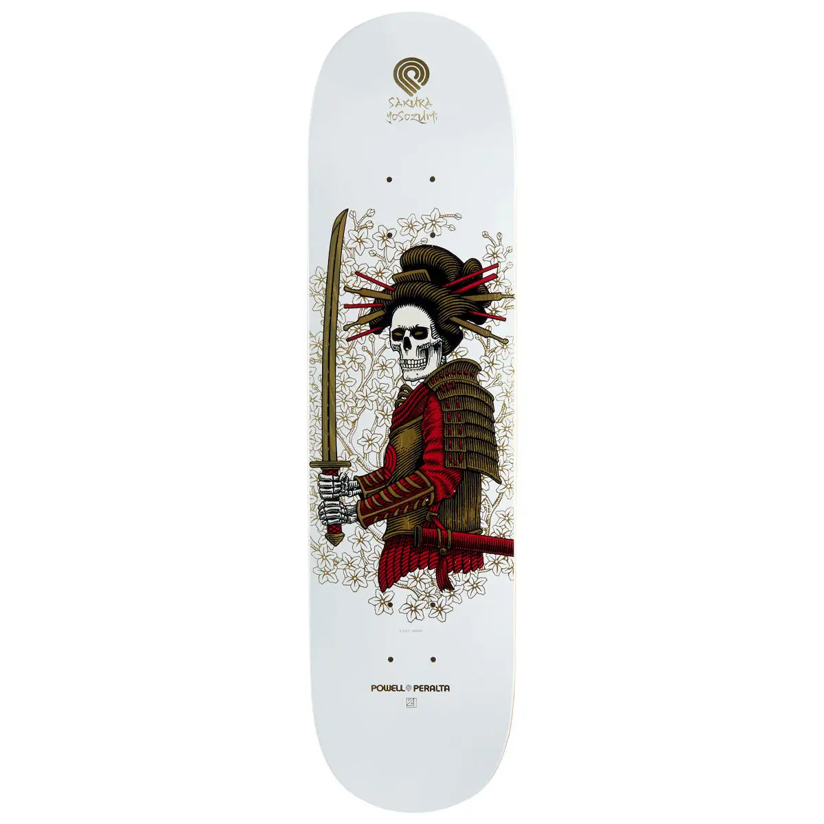 Powell-Peralta Sakura Yosozumi Onna-Bugeisha Skateboard Deck - White/Gold Foil - 8.00" 1