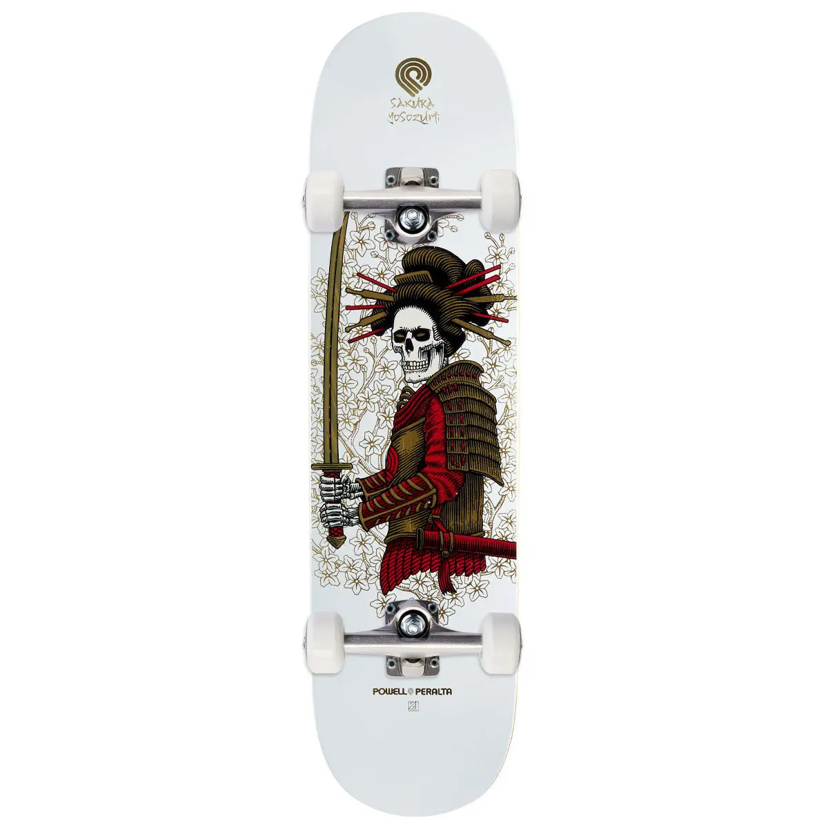 Powell-Peralta Sakura Yosozumi Onna-Bugeisha Skateboard Complete - White/Gold Foil - 8.00" 1