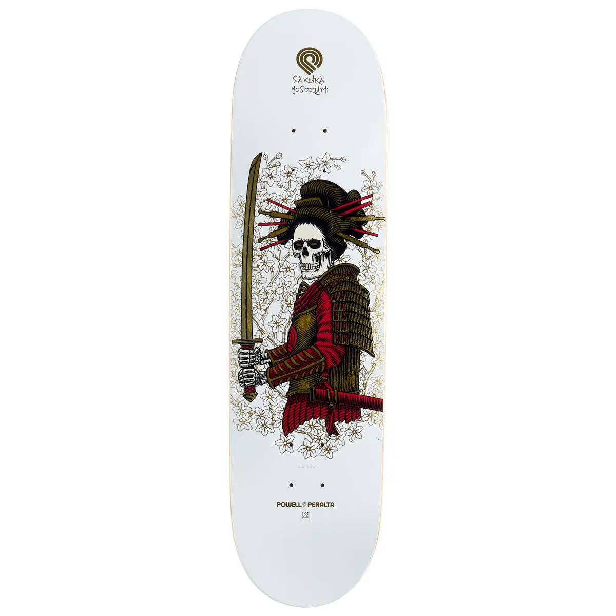 Powell-Peralta Sakura Yosozumi Onna-Bugeisha Skateboard Deck - White/Gold Foil - 8.25" 1