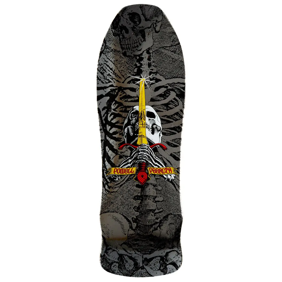 Powell-Peralta Geegah Skull & Sword 10 Skateboard Deck - Silver Foil - 9.75" 1