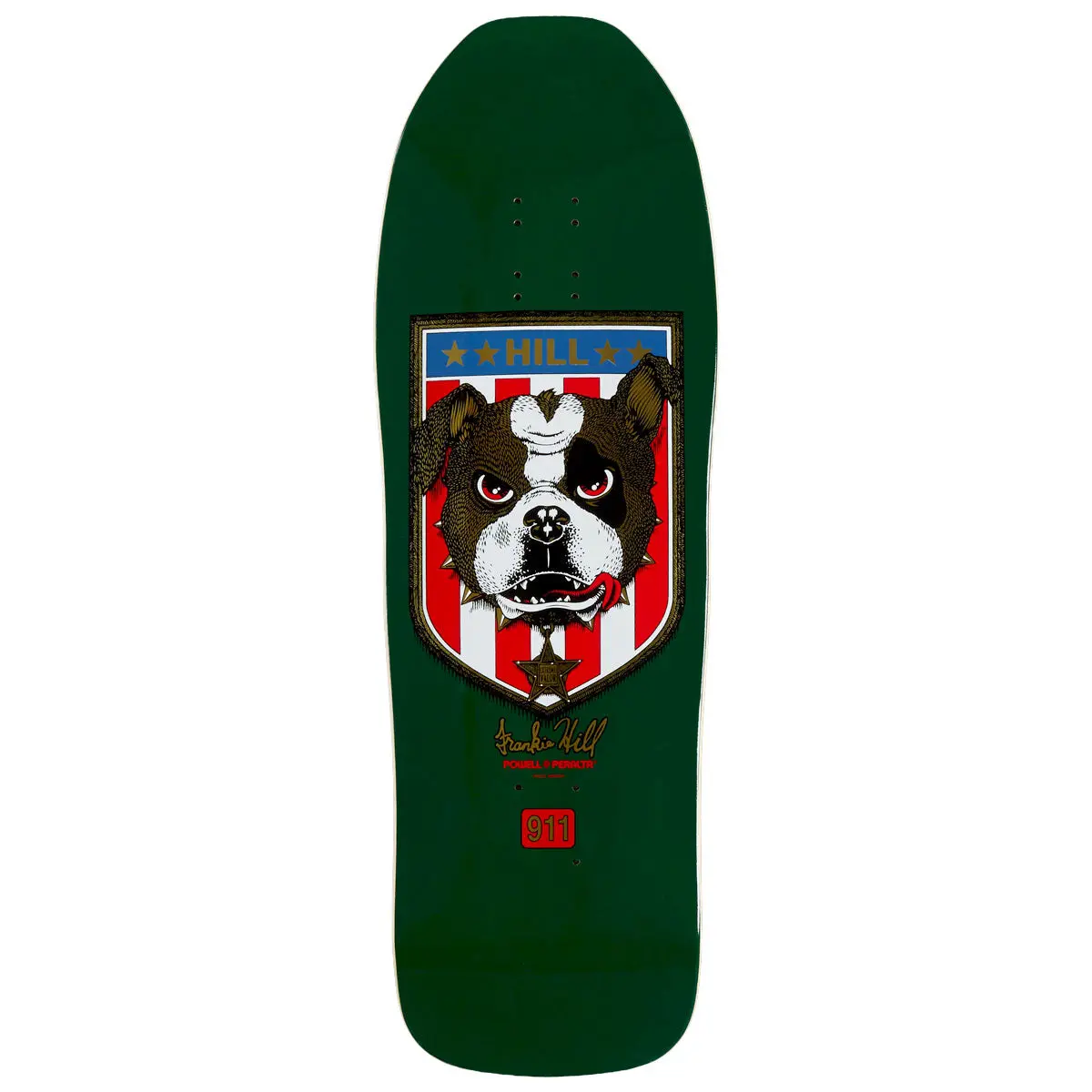 Powell-Peralta Frankie Hill Bull Dog 15 Skateboard Deck - Green/Gold Fade - 10.00" 1