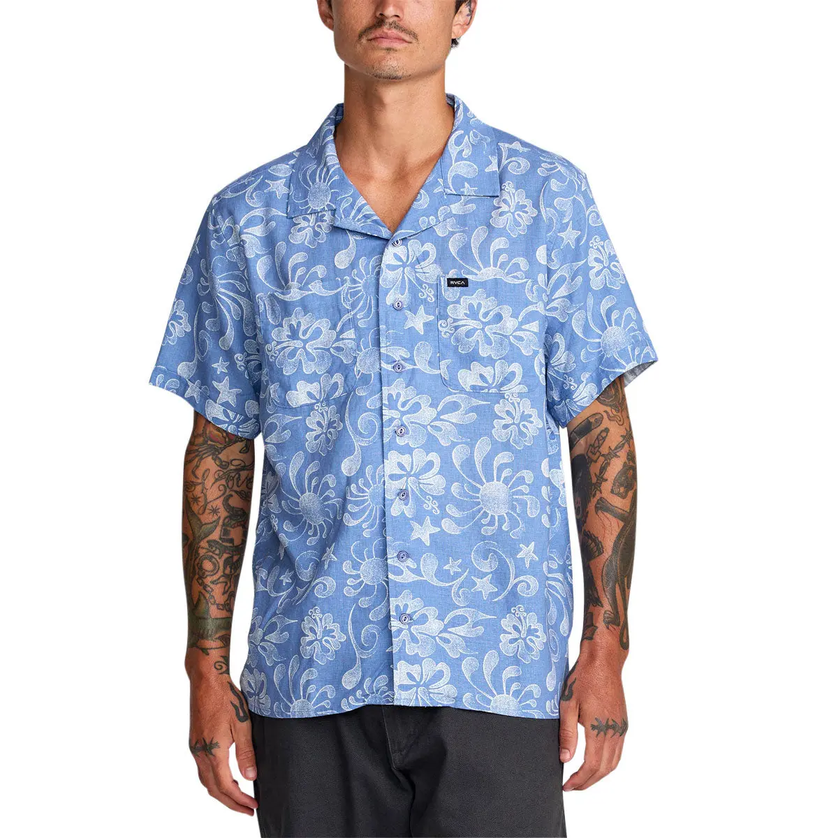 Rvca Alvarez Aloha Shirt - Light Blue 1