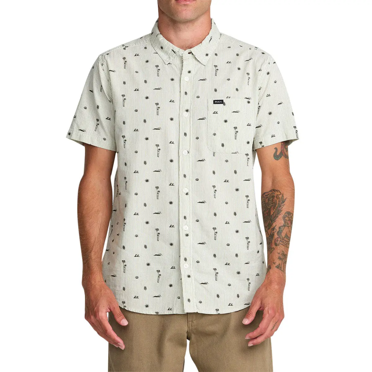 Rvca Thatll Do Seersucker Shirt - Ranger Green 1