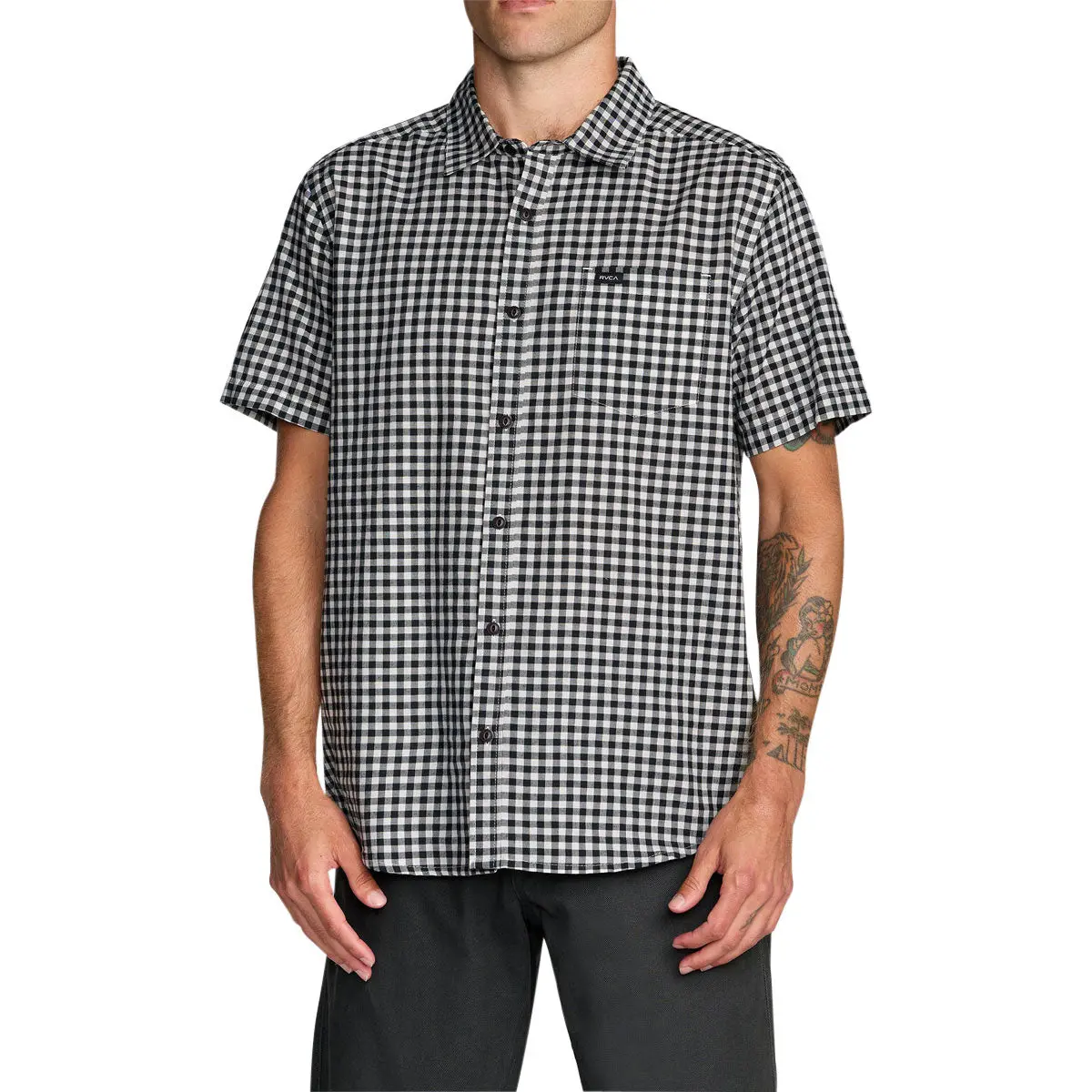 Rvca Overspray Shirt - Black/White 1