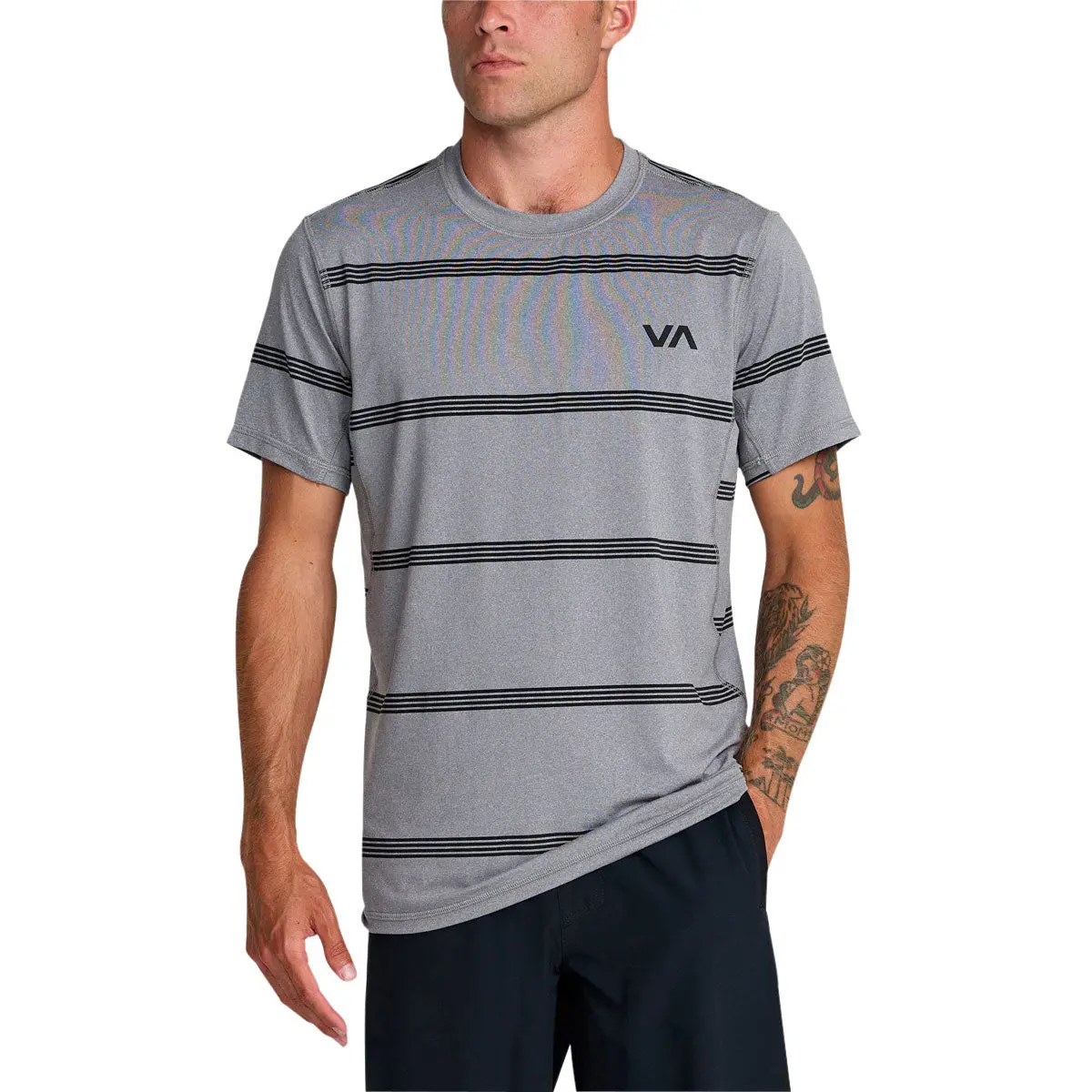 Rvca Sport Vent Stripe Shirt - Heather Grey 1