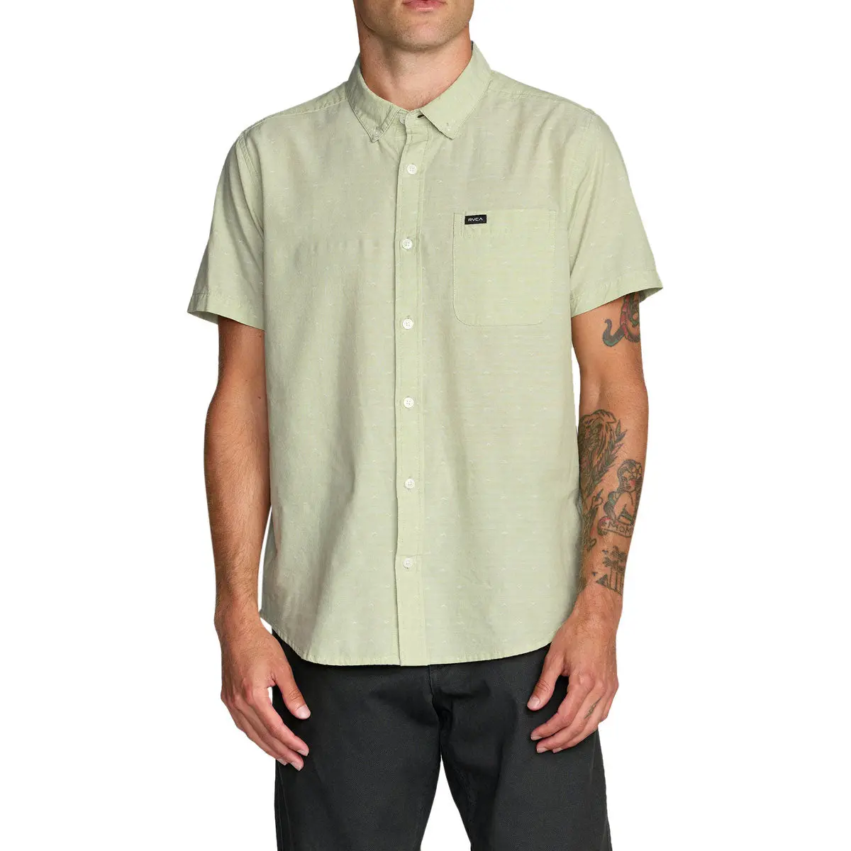 Rvca Thatll Do Dobby Shirt - Laurel Green 1