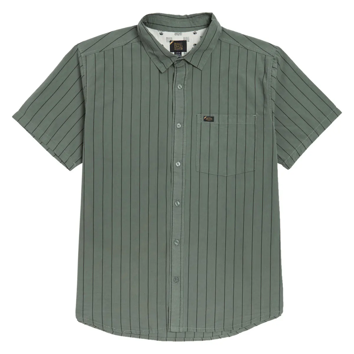 Rvca Dayshift Workwear Stripe Shirt - Sage Leaf 1