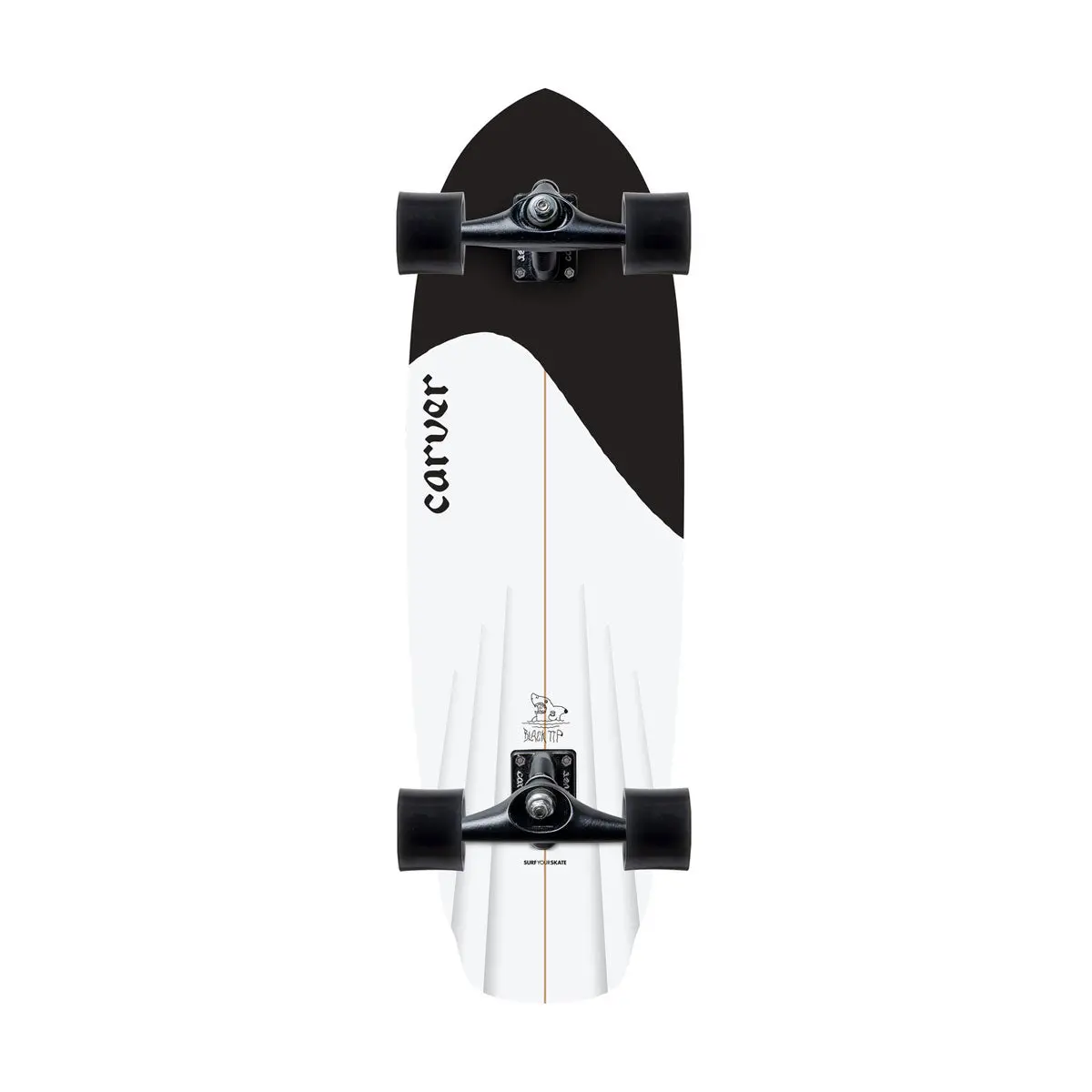 Carver Black Tip Carbon Fiber Cx 32.5" Pre-Built Surfskate Complete 1