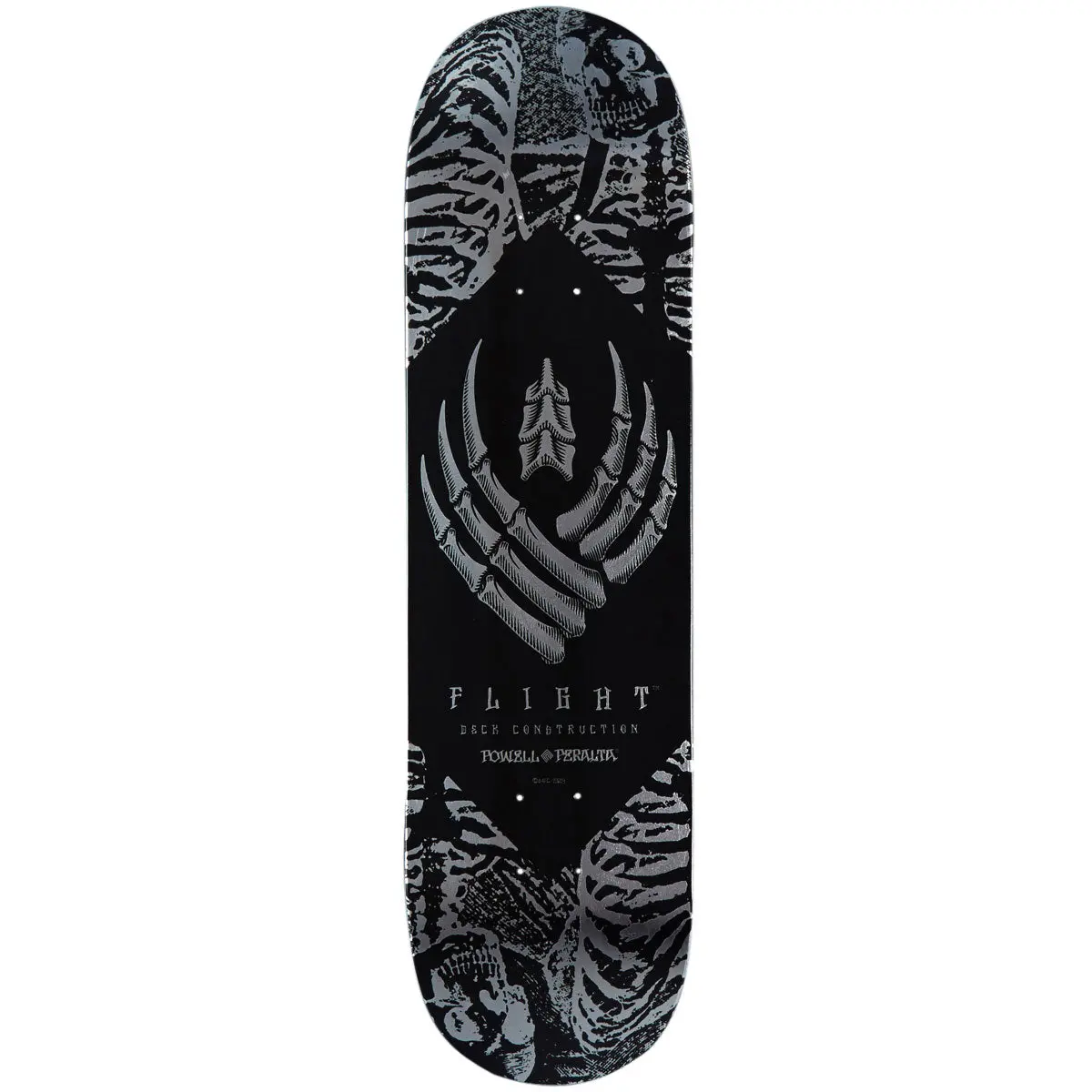 Powell-Peralta Flight Skeleton Skateboard Deck - Silver Foil - 8.25" 1