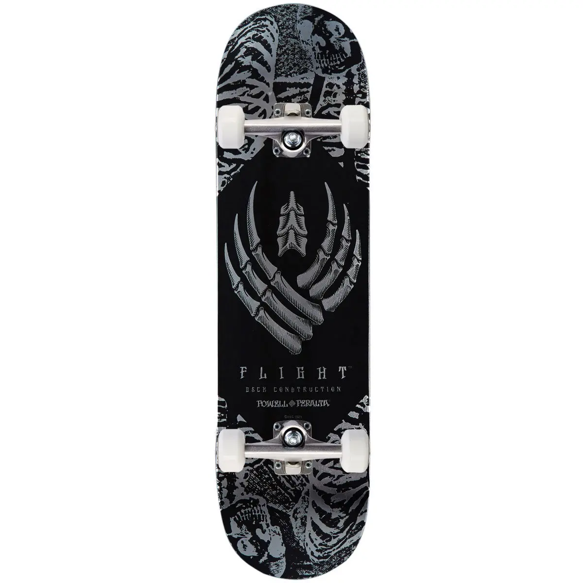 Powell-Peralta Flight Skeleton Skateboard Complete - Silver Foil - 8.25" 1