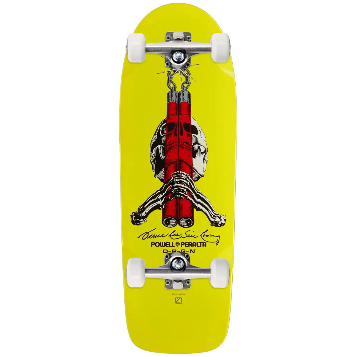 Powell-Peralta Bruce Lee Skull And Numchucks Skateboard Complete - Yellow - 10.00" 1