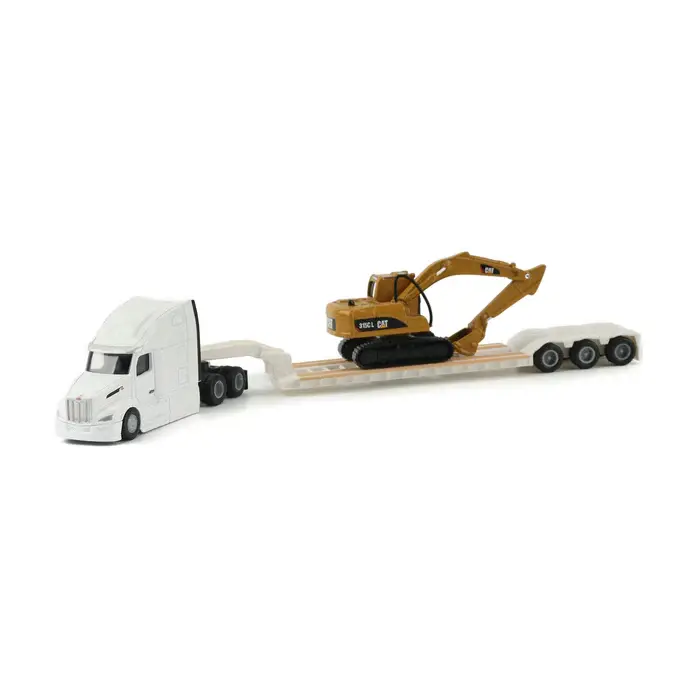Caterpillar Peterbilt 579 With Lowboy And 315C Excavator 1:87 Scale Diecast 84423 1