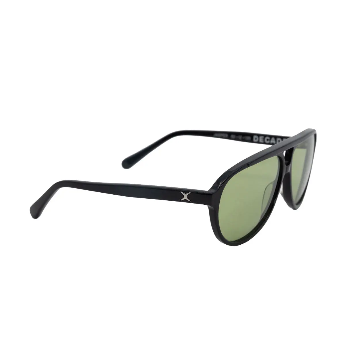 Decade Jasper 80S Sunglasses - Gloss Black Acetate/Green Cr39 1
