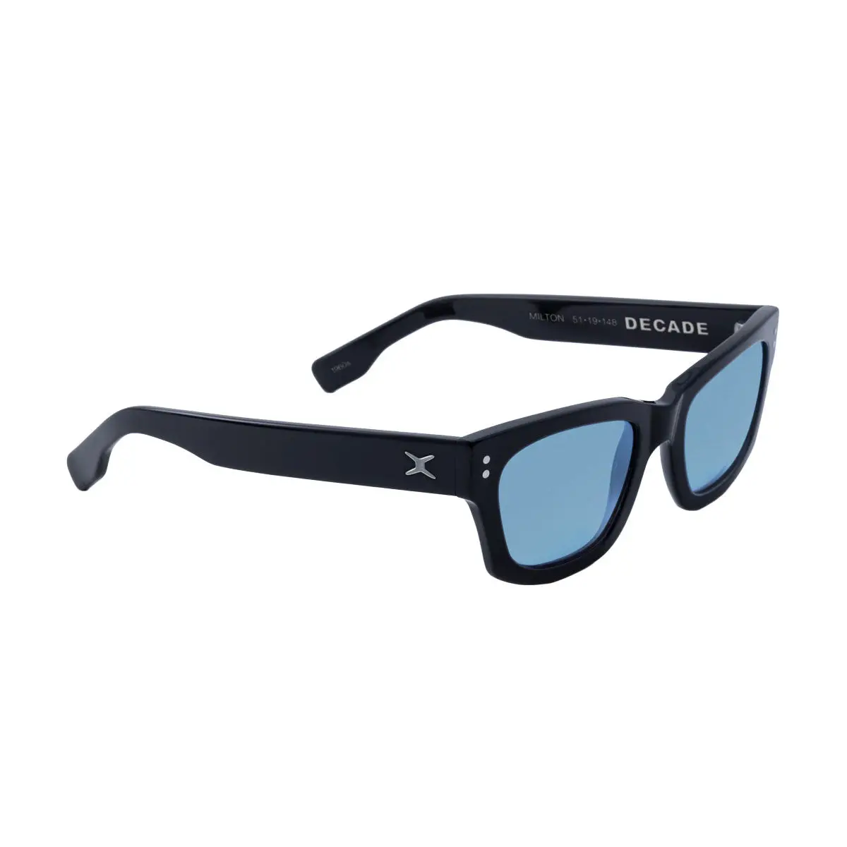 Decade Milton 60S Sunglasses - Gloss Black Acetate/Blue Cr39 1
