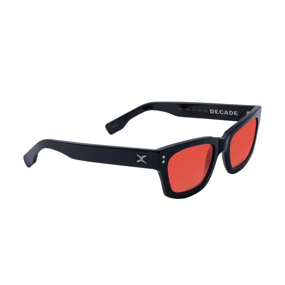 Decade Milton 60S Sunglasses - Gloss Black Acetate/Red Cr39 1