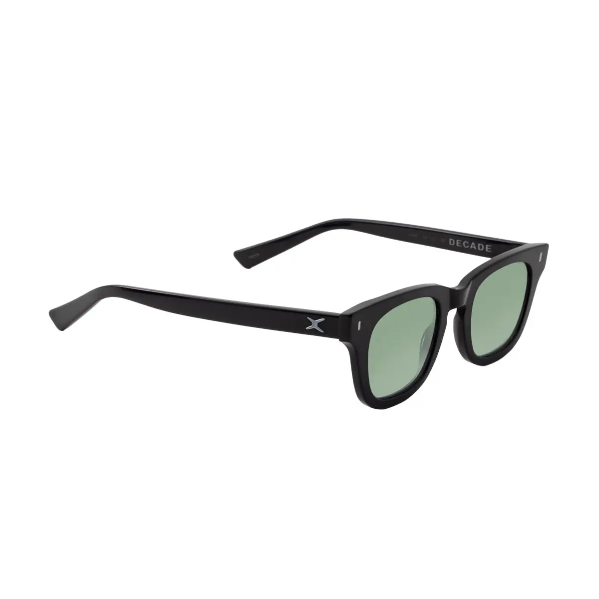 Decade Earl 50S Sunglasses - Gloss Black Acetate/Green Cr39 1