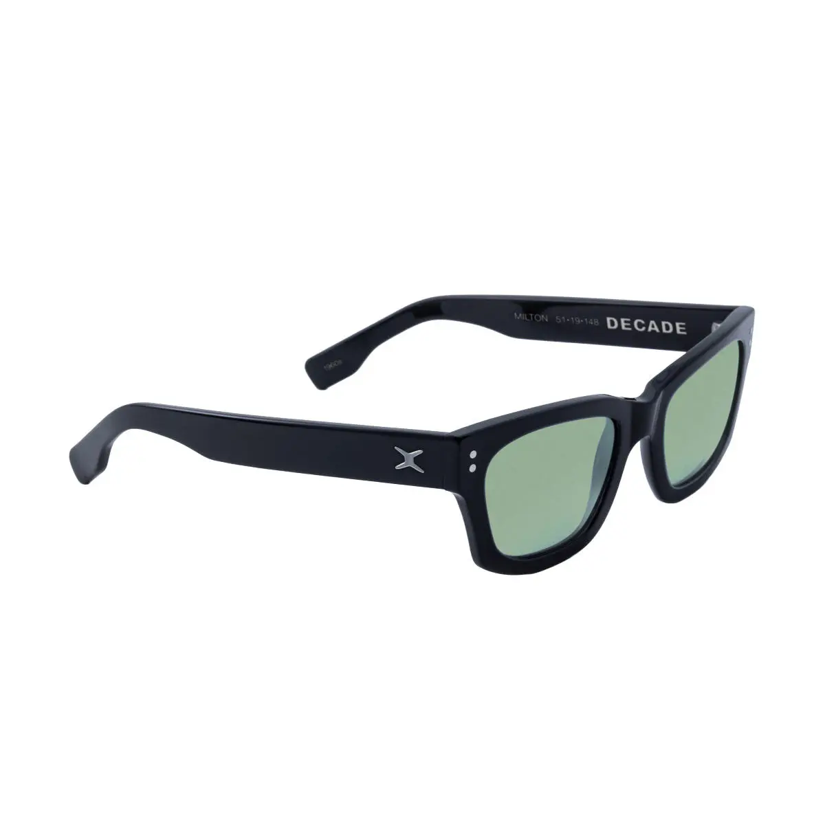 Decade Milton 60S Sunglasses - Gloss Black Acetate/Green Cr39 1