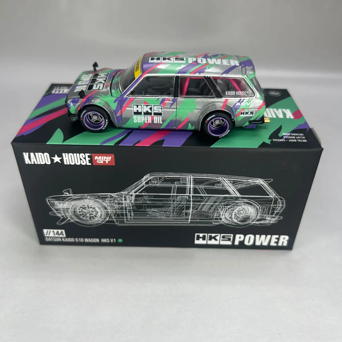 Chase Kaido House X Mini Gt 1:64 #144 Datsun Kaido 510 Wagon Hks V1 1