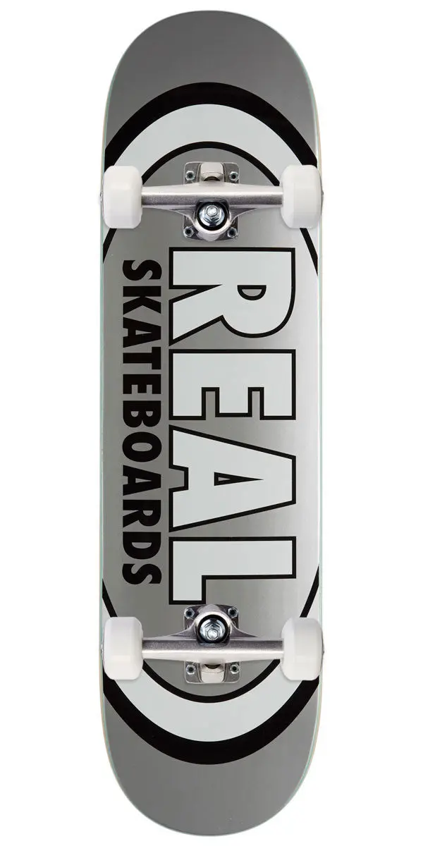 Real Team Classic Oval Skateboard Complete - Silver - 7.75" 1