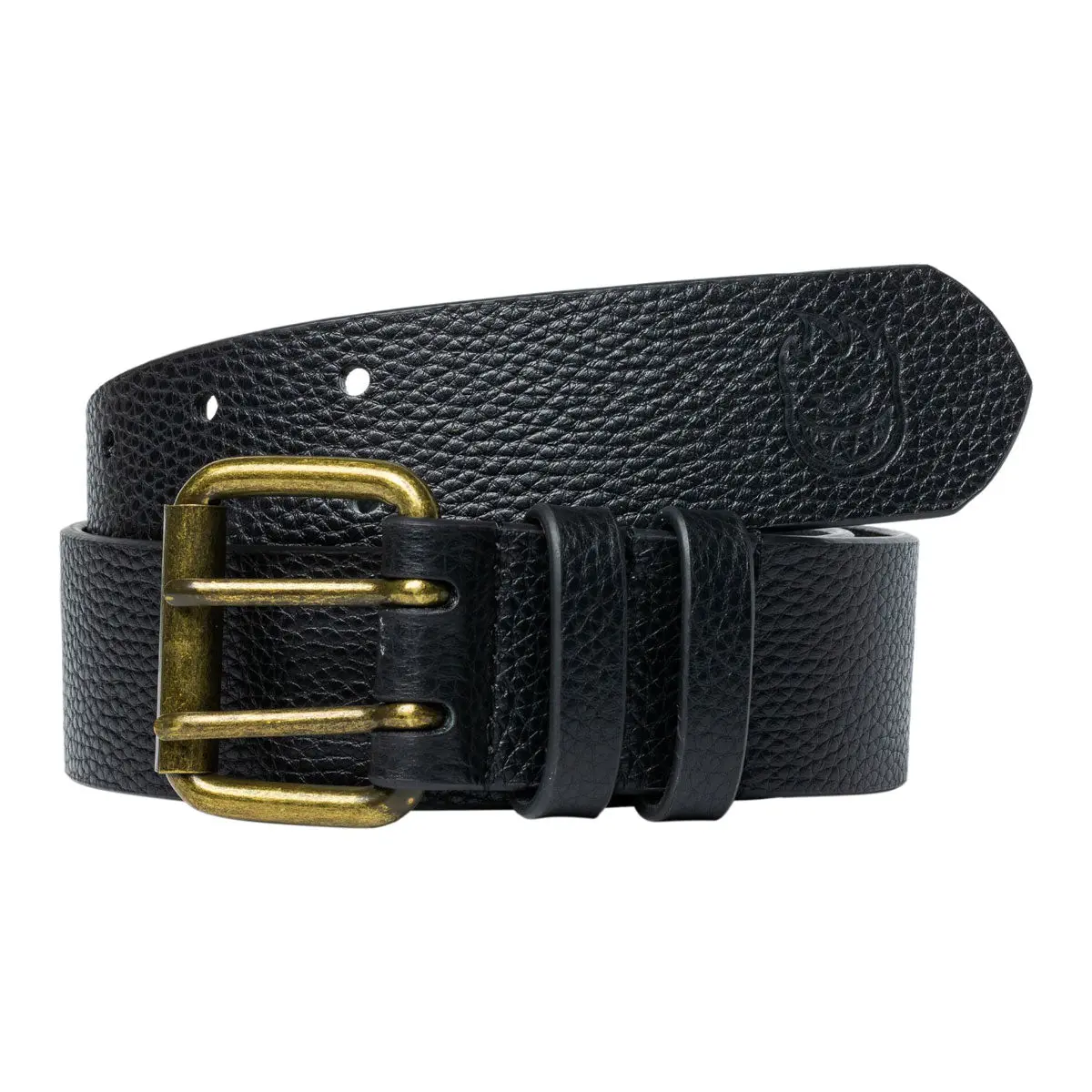 Spitfire Bighead Leather Belt - Black Pebble Grain/Antique Brass 1