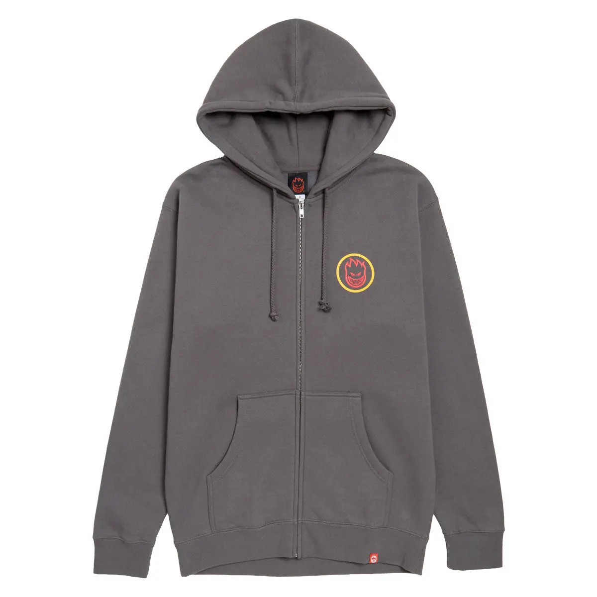 Spitfire Classic Swirl Overlay Zip Up Hoodie - Charcoal/Yellow/Red 1