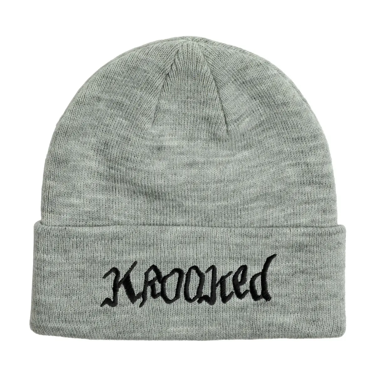 Krooked Double Ok Script Beanie - Heather Grey 1