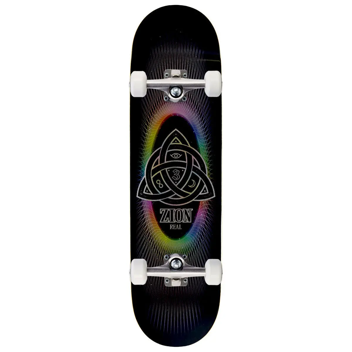 Real Zion Power Of Threes Easy Rider Skateboard Complete - Black - 8.50" 1