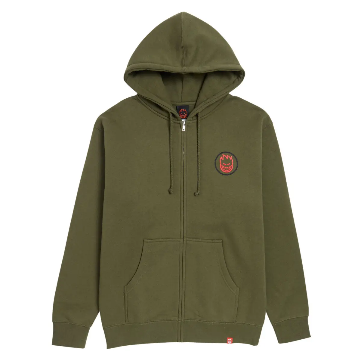 Spitfire Classic Swirl Overlay Zip Hoodie - Army/Black/Red 1