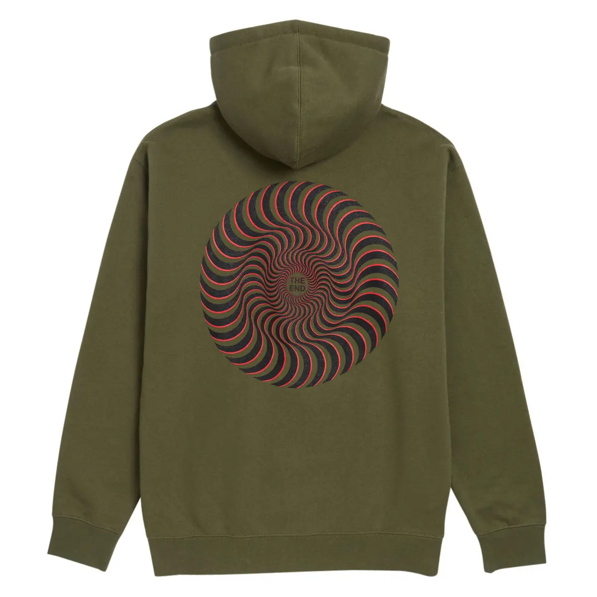 Spitfire Classic Swirl Overlay Zip Hoodie - Army/Black/Red 2