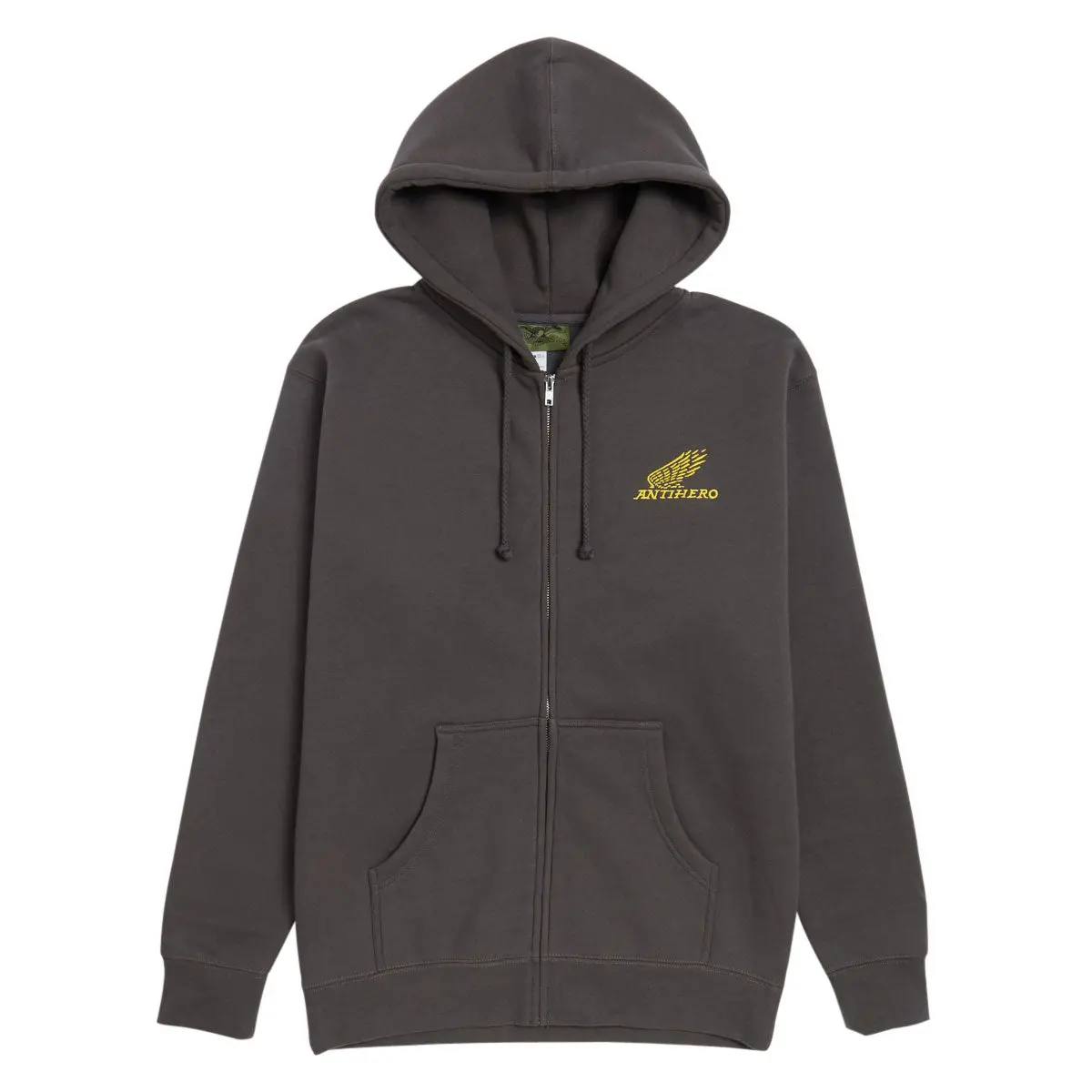 Anti-Hero Motorized Emb Zip Hoodie - Charcoal/Yellow 1