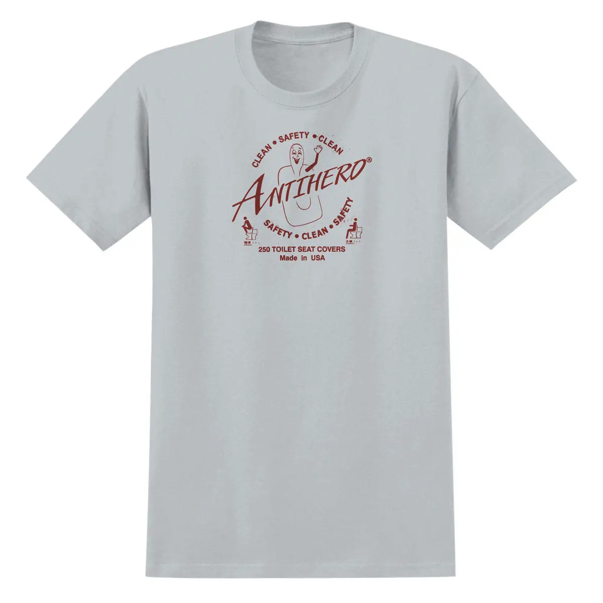 Anti-Hero Clean Safety T-Shirt - New Silver/Burgundy 1