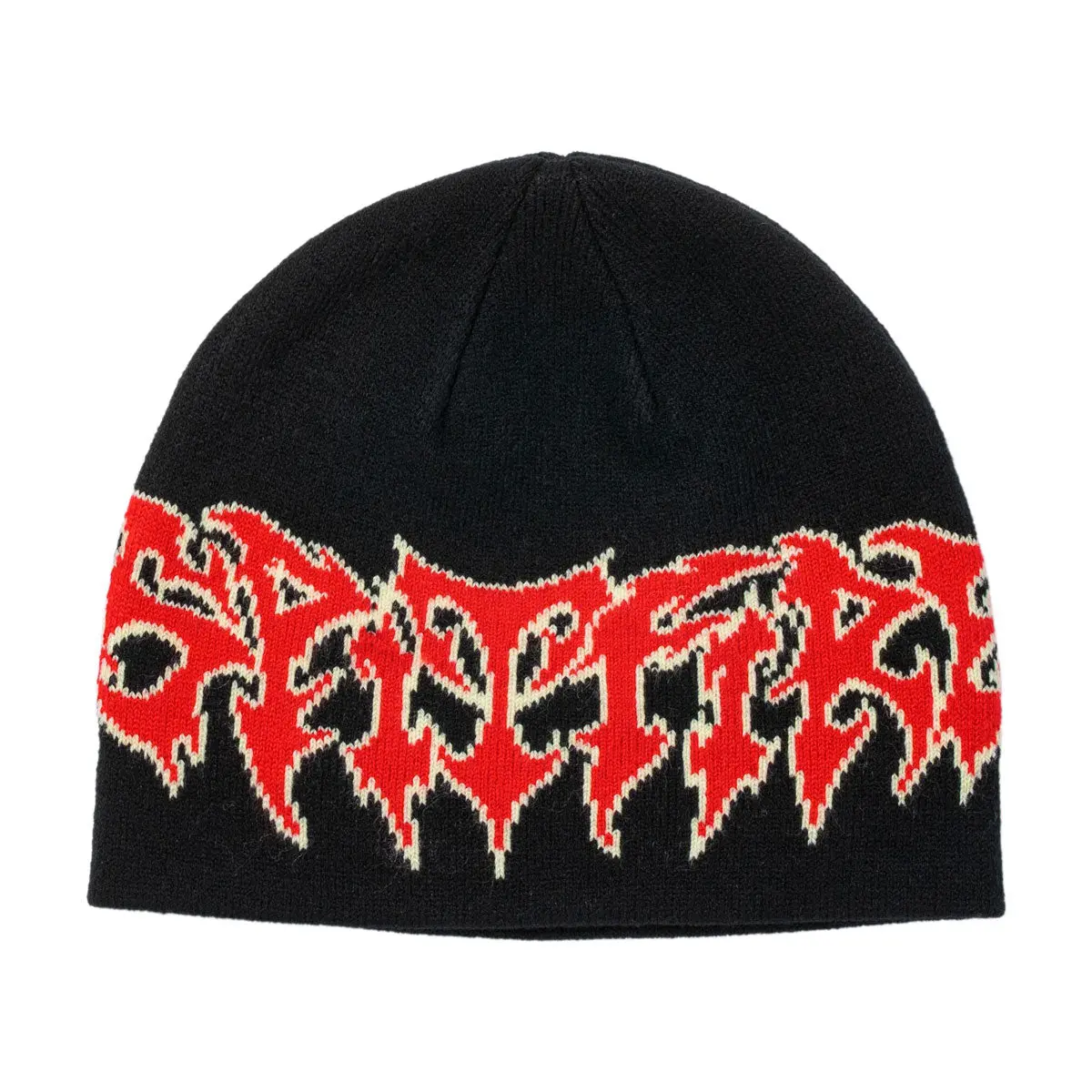 Spitfire Demon Script Skully Beanie - Black/Red/Cream 1