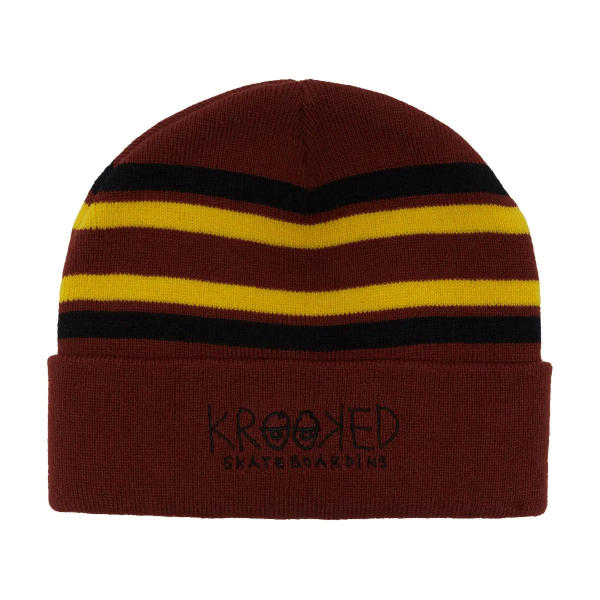 Krooked Eyes Beanie - Dark Red/Gold/Black 1