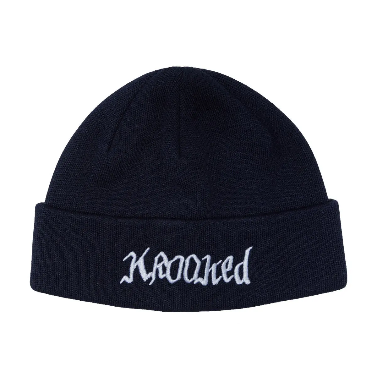 Krooked Double Ok Script Beanie - Navy/White 1